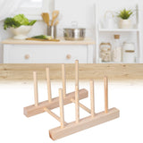 Bamboo Dish Plate Lightweight Portable Environmental Friendly Durable Pine Wood Dish Rack3 Grids 18cm - Extra Image