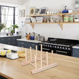 Bamboo Dish Plate Lightweight Portable Environmental Friendly Durable Pine Wood Dish Rack3 Grids 18cm - Extra Image