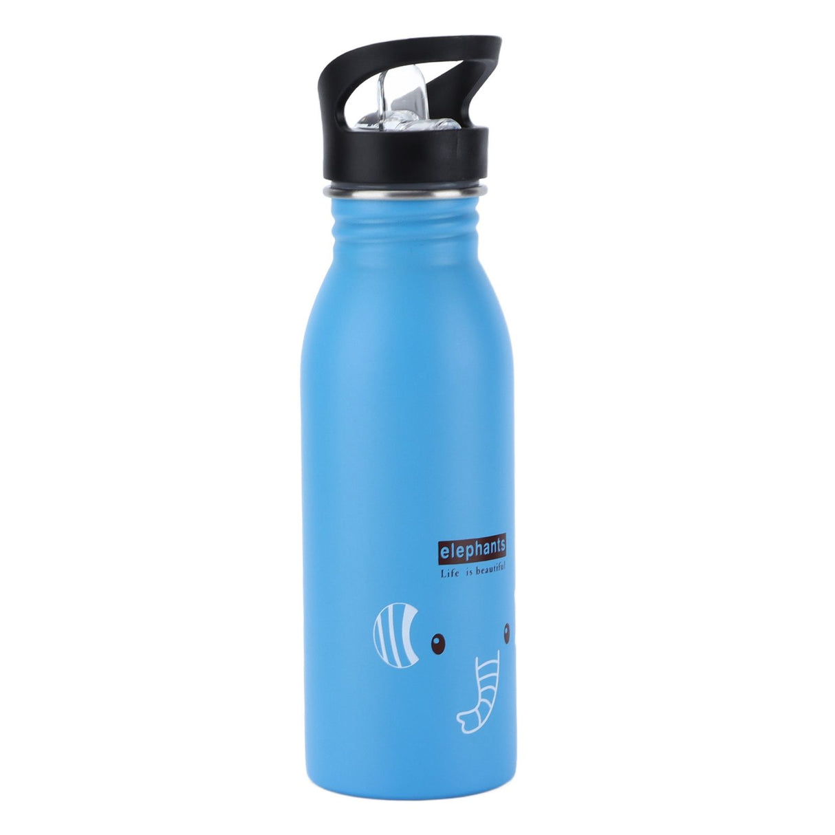 Stainless Steel Sport Water Bottle 500ml Cute Vacuum Insulated Water Bottle with Sucking Mouth for Outdoor SportsBlue Elephant