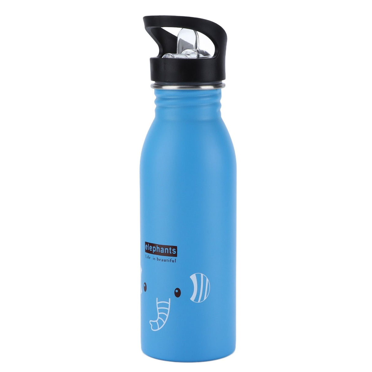 Stainless Steel Sport Water Bottle 500ml Cute Vacuum Insulated Water Bottle with Sucking Mouth for Outdoor SportsBlue Elephant