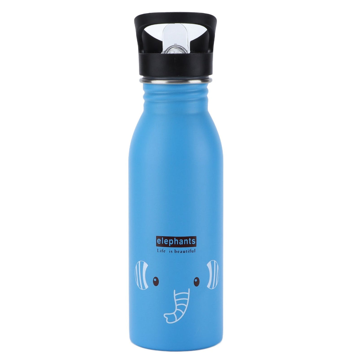 Stainless Steel Sport Water Bottle 500ml Cute Vacuum Insulated Water Bottle with Sucking Mouth for Outdoor SportsBlue Elephant