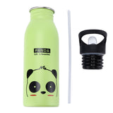 Stainless Steel Sport Water Bottle 500ml Cute Vacuum Insulated Water Bottle with Sucking Mouth for Outdoor SportsGreen Panda