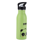 Stainless Steel Sport Water Bottle 500ml Cute Vacuum Insulated Water Bottle with Sucking Mouth for Outdoor SportsGreen Panda - Side View