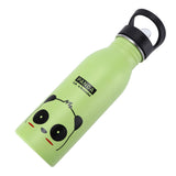 Stainless Steel Sport Water Bottle 500ml Cute Vacuum Insulated Water Bottle with Sucking Mouth for Outdoor SportsGreen Panda - 45-Degree Angle