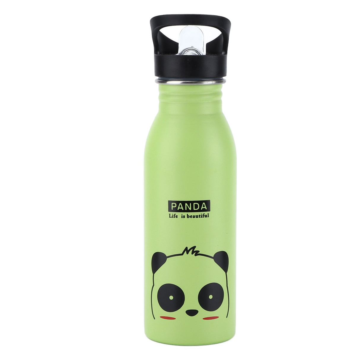 Stainless Steel Sport Water Bottle 500ml Cute Vacuum Insulated Water Bottle with Sucking Mouth for Outdoor SportsGreen Panda