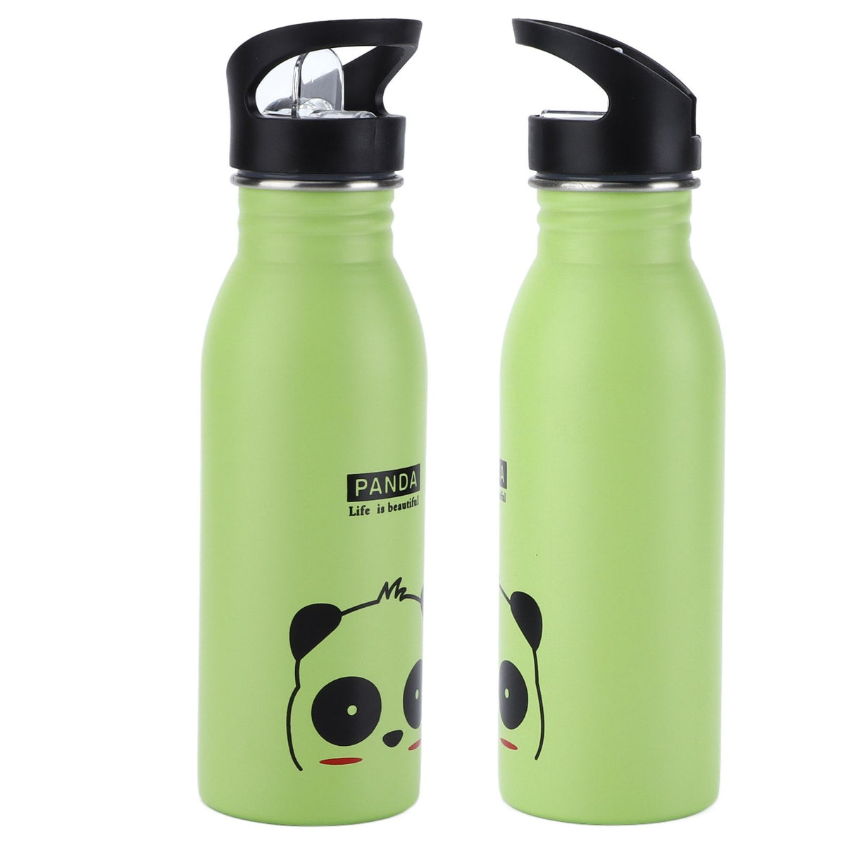 Stainless Steel Sport Water Bottle 500ml Cute Vacuum Insulated Water Bottle with Sucking Mouth for Outdoor SportsGreen Panda