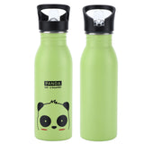 Stainless Steel Sport Water Bottle 500ml Cute Vacuum Insulated Water Bottle with Sucking Mouth for Outdoor SportsGreen Panda