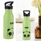 Stainless Steel Sport Water Bottle 500ml Cute Vacuum Insulated Water Bottle with Sucking Mouth for Outdoor SportsGreen Panda