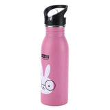 Stainless Steel Sport Water Bottle 500ml Cute Vacuum Insulated Water Bottle with Sucking Mouth for Outdoor SportsPink Bunny