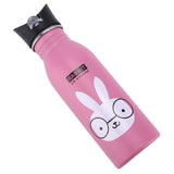 Stainless Steel Sport Water Bottle 500ml Cute Vacuum Insulated Water Bottle with Sucking Mouth for Outdoor SportsPink Bunny