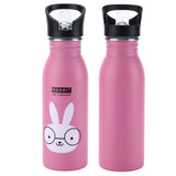 Stainless Steel Sport Water Bottle 500ml Cute Vacuum Insulated Water Bottle with Sucking Mouth for Outdoor SportsPink Bunny