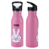 Stainless Steel Sport Water Bottle 500ml Cute Vacuum Insulated Water Bottle with Sucking Mouth for Outdoor SportsPink Bunny