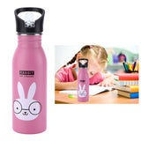 Stainless Steel Sport Water Bottle 500ml Cute Vacuum Insulated Water Bottle with Sucking Mouth for Outdoor SportsPink Bunny