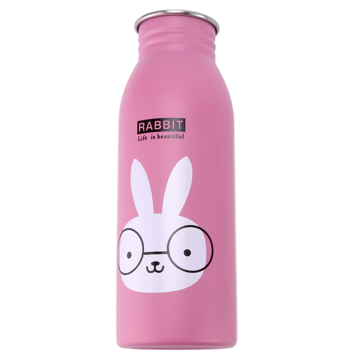 Stainless Steel Sport Water Bottle 500ml Cute Vacuum Insulated Water Bottle with Sucking Mouth for Outdoor SportsPink Bunny