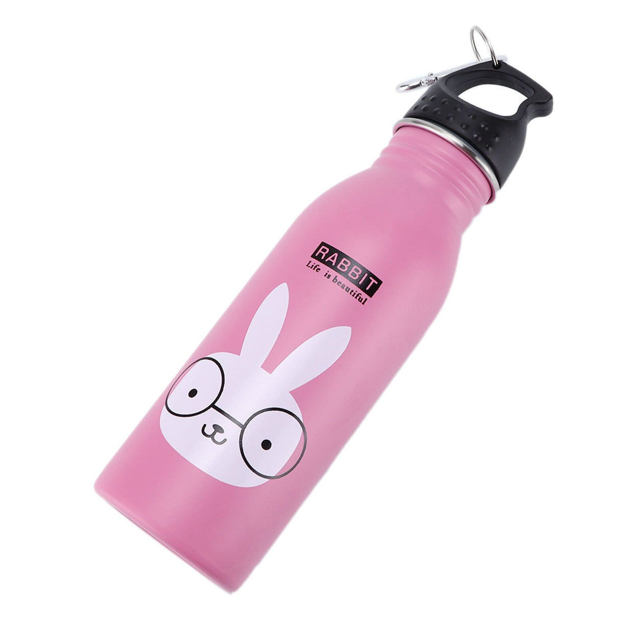 K601 Cute Cartoon Water Bottle Insulated Vacumm Stainless Steel Sport Water Bottle for KidPink Rabbit