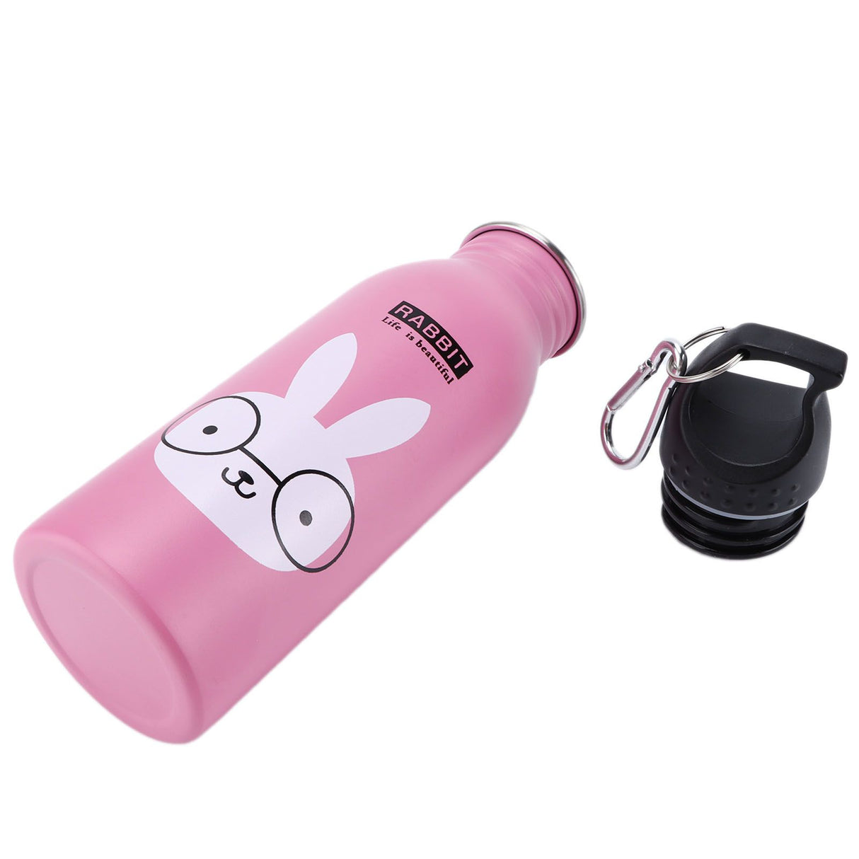 K601 Cute Cartoon Water Bottle Insulated Vacumm Stainless Steel Sport Water Bottle for KidPink Rabbit
