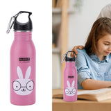 K601 Cute Cartoon Water Bottle Insulated Vacumm Stainless Steel Sport Water Bottle for KidPink Rabbit