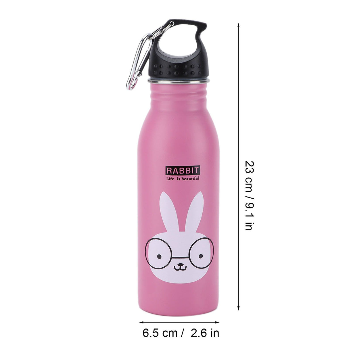 K601 Cute Cartoon Water Bottle Insulated Vacumm Stainless Steel Sport Water Bottle for KidPink Rabbit