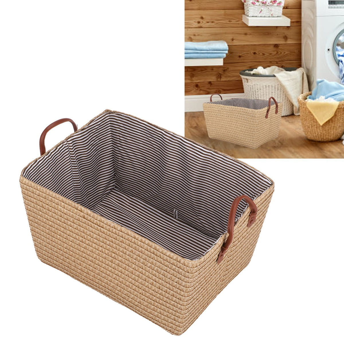 Large Collapsible Storage Basket Foldable Storage Bin for Toys Books Bedroom ClosetPale Yellow