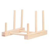 Wooden Dish Plate Drain Rack Non Defrmation Dinnerware Storage Organizer for Dish Plate Bowl Cup Pot Lid - Low Angle