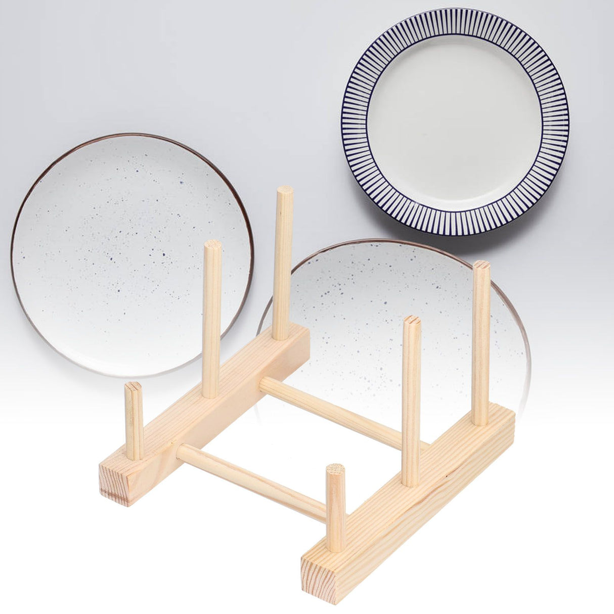 Wooden Dish Plate Drain Rack Non Defrmation Dinnerware Storage Organizer for Dish Plate Bowl Cup Pot Lid