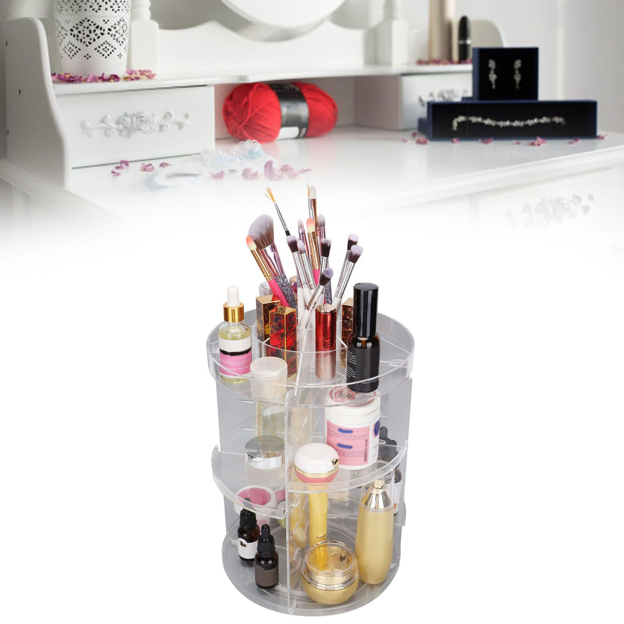 Makeup Organizer 360 Degree Rotation Cosmetic Storage Box Large Capacity Acrylic Jewelry Storage Rack