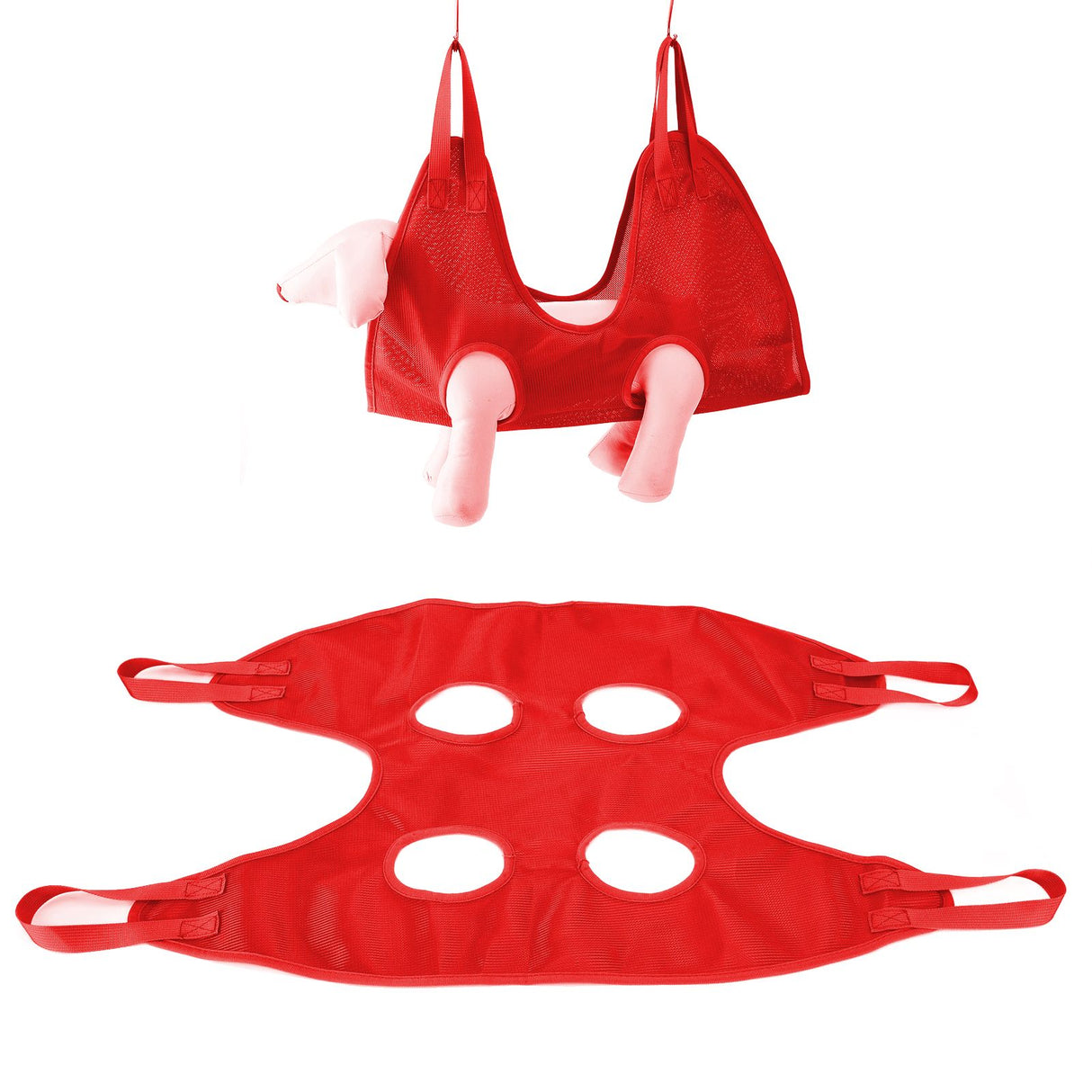 Dog Grooming Sling Multifunctional Pet Grooming Hammock Helper for Bathing Washing Grooming and Trimming NailRed S