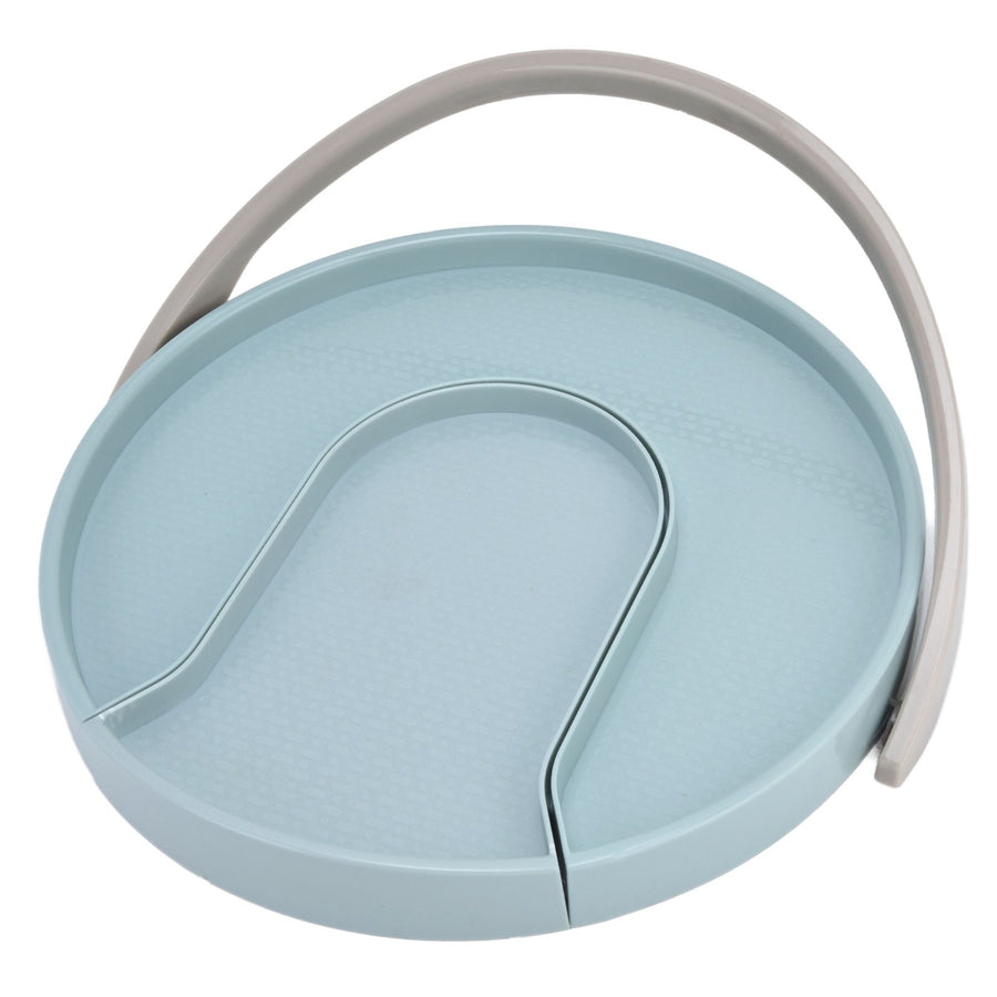 Kitchen Storage Turntable Non Skid Kitchen Spice Beverage Pull Out Organizer Rack for Kitchen Cabinets PantryBlue