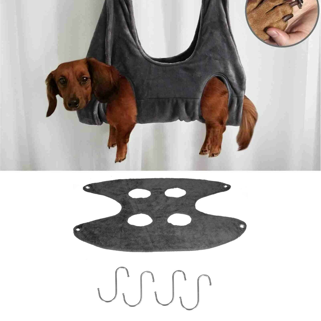 Pet Grooming Sling Dog Grooming Sling Hammock Helper for Bathing Washing Nail ClippingL Grey
