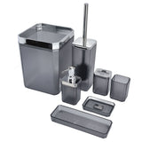 7Pcs/Set Plastic Bathroom Accessory Grey Toothbrush Holder Soap Tray Kit for Home Hotel