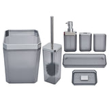 7Pcs/Set Plastic Bathroom Accessory Grey Toothbrush Holder Soap Tray Kit for Home Hotel - 45-Degree Angle