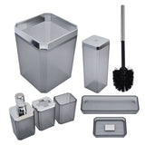 7Pcs/Set Plastic Bathroom Accessory Grey Toothbrush Holder Soap Tray Kit for Home Hotel - Low Angle