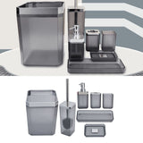 7Pcs/Set Plastic Bathroom Accessory Grey Toothbrush Holder Soap Tray Kit for Home Hotel - Extra Image