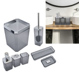 7Pcs/Set Plastic Bathroom Accessory Grey Toothbrush Holder Soap Tray Kit for Home Hotel - Extra Image