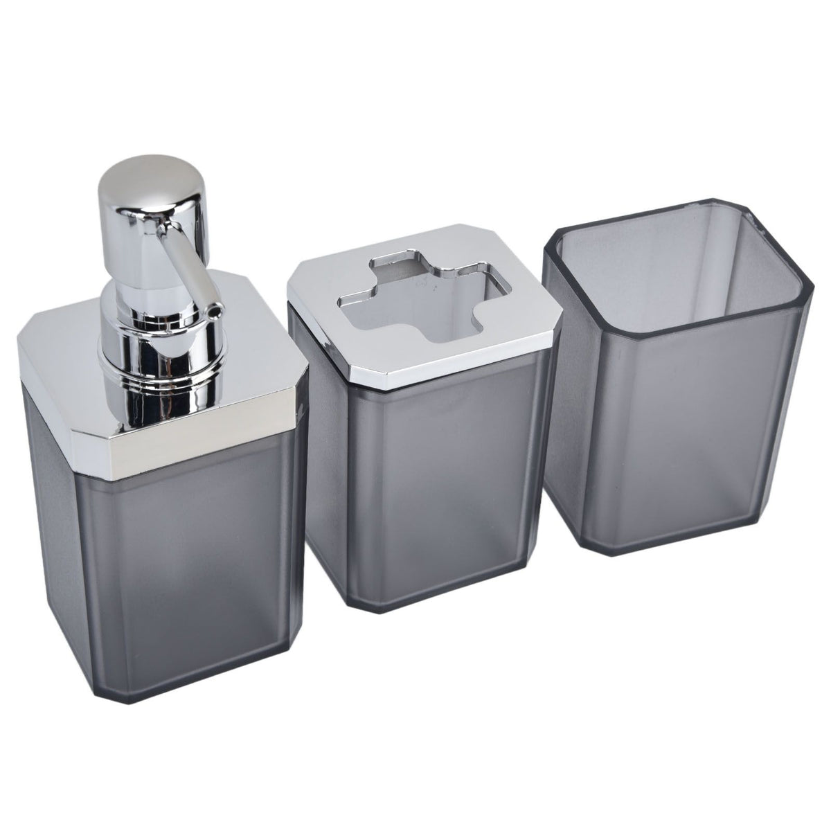 7Pcs/Set Plastic Bathroom Accessory Grey Toothbrush Holder Soap Tray Kit for Home Hotel