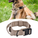 Traction Dog Collar with Buckle Nylon Iron Training Hunting Collar Pet Accessory for OutdoorKhaki XL