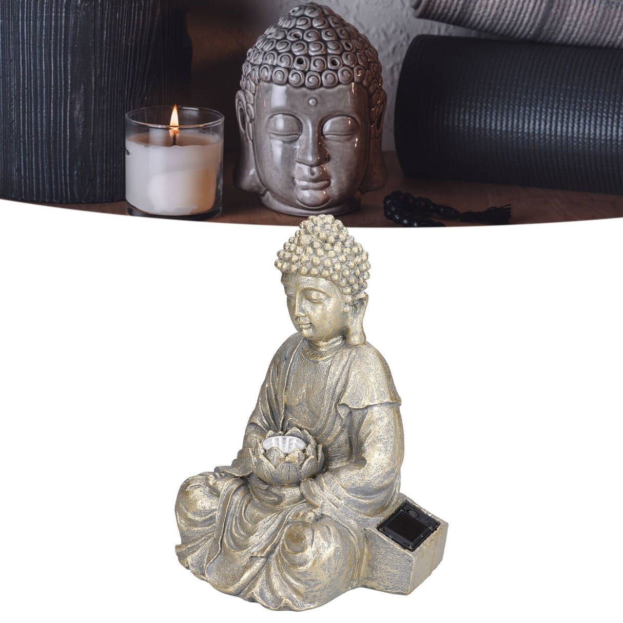 Home Buddha Garden Light Solar Powered Zen Buddha Garden Statue for Yard Garden Patio Deck