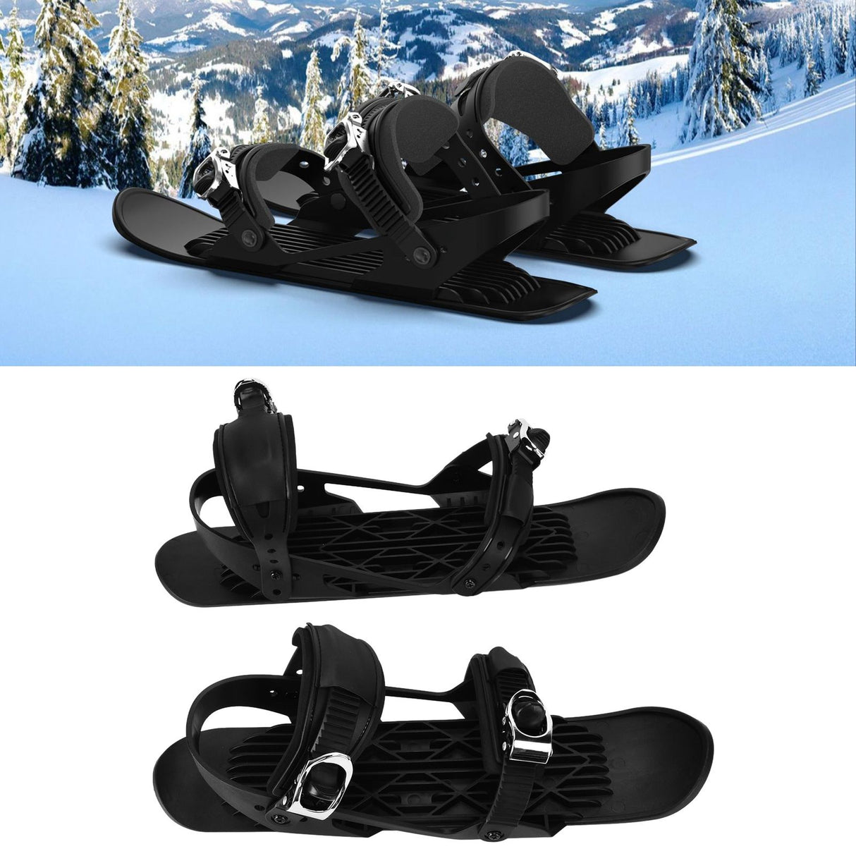 Mini Ski Shoes Short Nylon Stable Ski Skates for Winter Outdoor Sports Snowboard