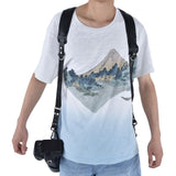 Camera Strap Dual Shoulder PU Leather Harness with D Rings Outdoor Photography Accessories