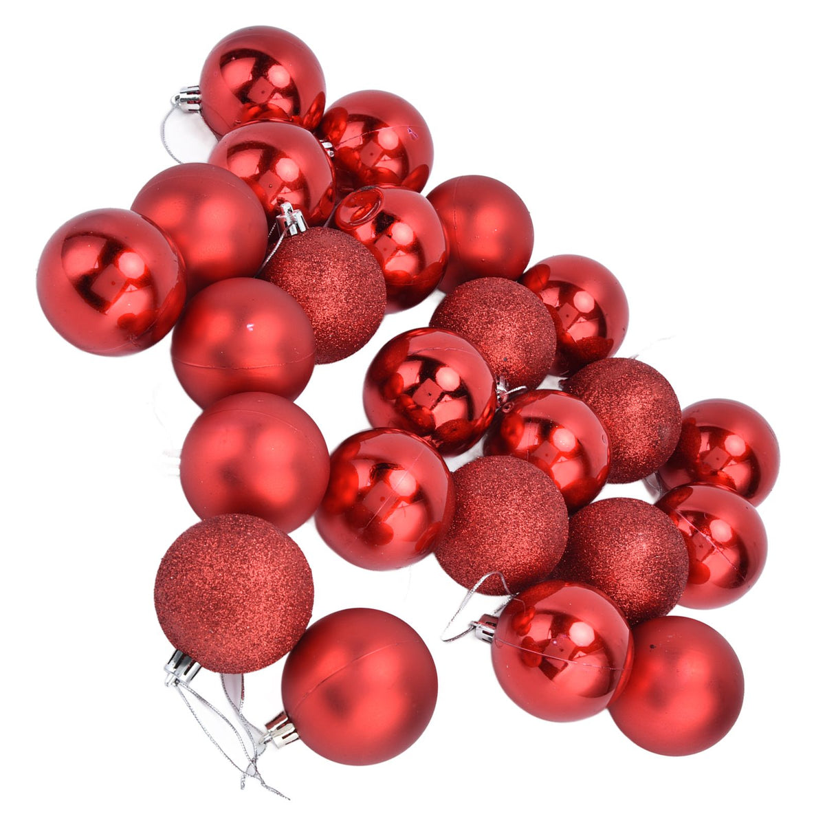 24Pcs Christmas Tree Ball 6cm Glittering Decoration Ornament for Home Party OfficeRed