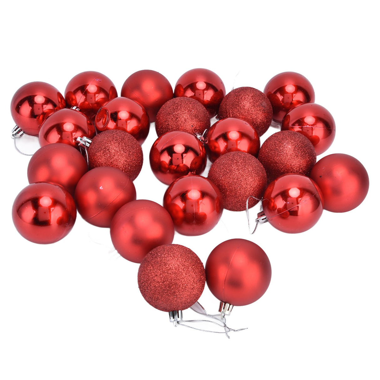 24Pcs Christmas Tree Ball 6cm Glittering Decoration Ornament for Home Party OfficeRed