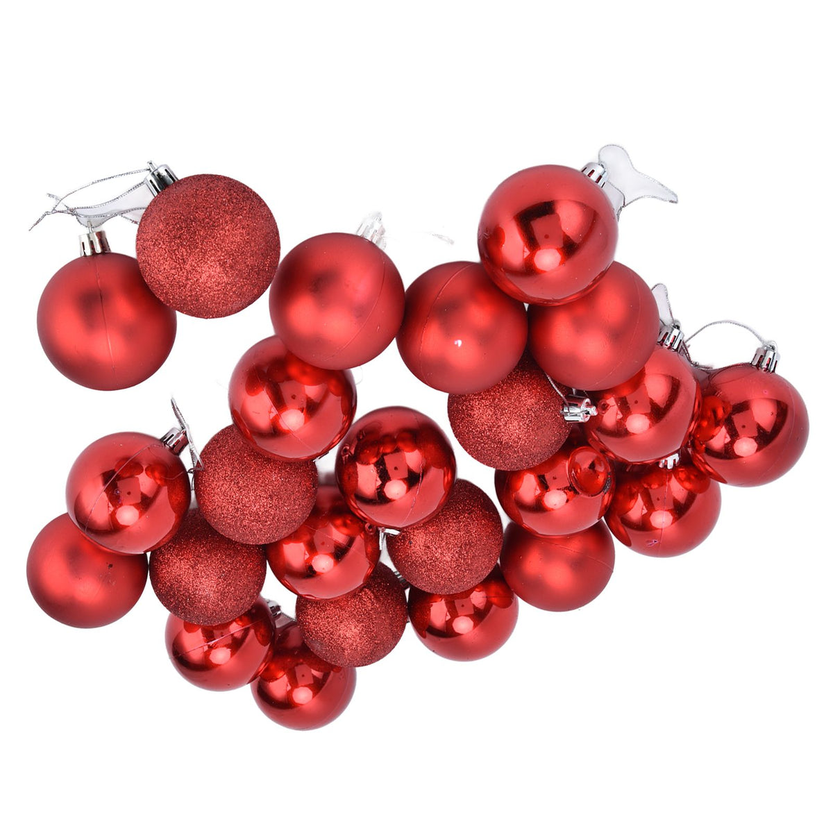 24Pcs Christmas Tree Ball 6cm Glittering Decoration Ornament for Home Party OfficeRed
