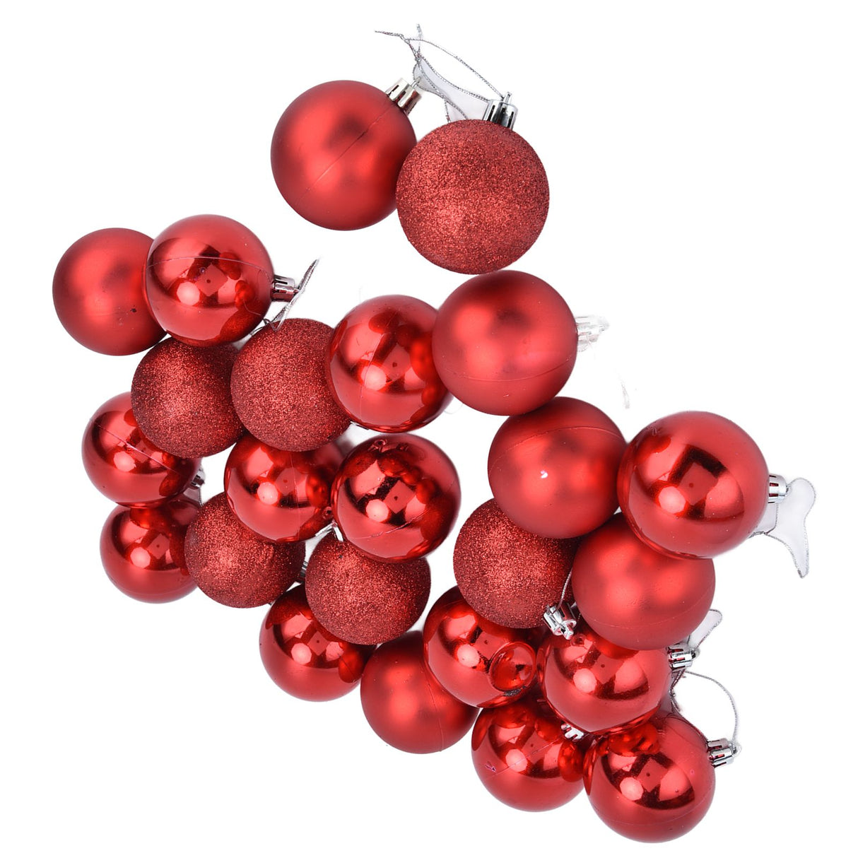 24Pcs Christmas Tree Ball 6cm Glittering Decoration Ornament for Home Party OfficeRed