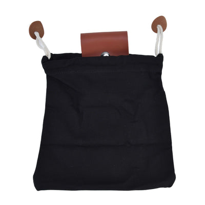 Foraging Pouch PU Leather Canvas Fruit Picking Storage Bag Waist Hanging Tool Bag for Outdoor CampingBlack