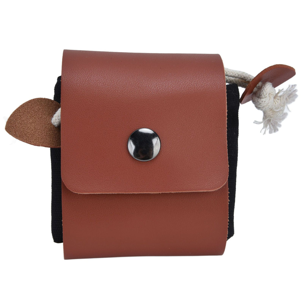 Foraging Pouch PU Leather Canvas Fruit Picking Storage Bag Waist Hanging Tool Bag for Outdoor CampingBlack