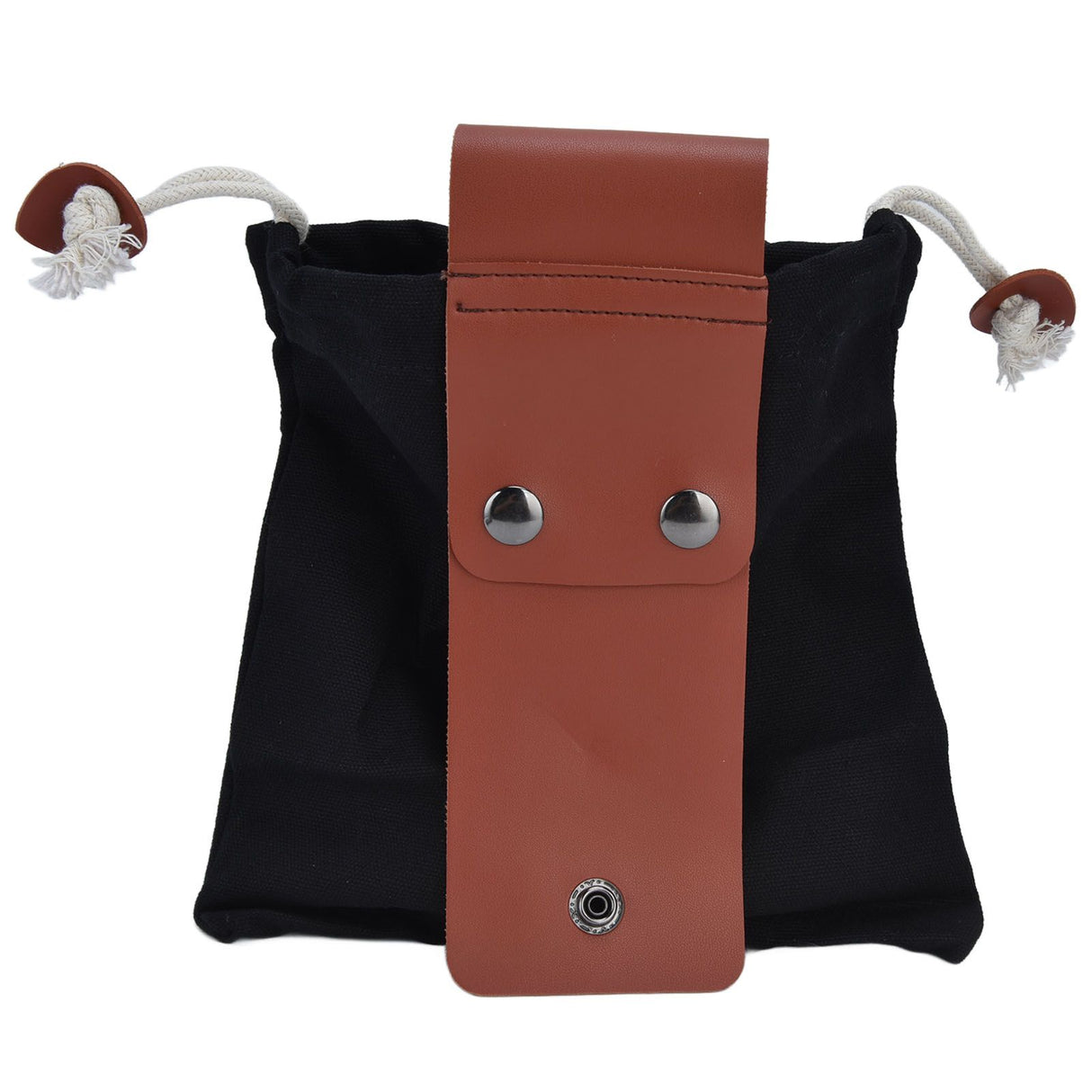 Foraging Pouch PU Leather Canvas Fruit Picking Storage Bag Waist Hanging Tool Bag for Outdoor CampingBlack