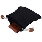 Foraging Pouch PU Leather Canvas Fruit Picking Storage Bag Waist Hanging Tool Bag for Outdoor CampingBlack