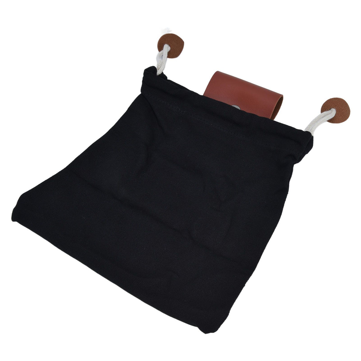 Foraging Pouch PU Leather Canvas Fruit Picking Storage Bag Waist Hanging Tool Bag for Outdoor CampingBlack