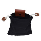 Foraging Pouch PU Leather Canvas Fruit Picking Storage Bag Waist Hanging Tool Bag for Outdoor CampingBlack - Extra Image