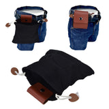 Foraging Pouch PU Leather Canvas Fruit Picking Storage Bag Waist Hanging Tool Bag for Outdoor CampingBlack